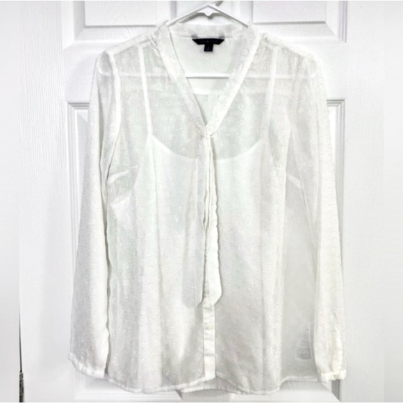Tommy Hilfiger Tops - Tommy Hilfiger Semi-Sheer White Blouse w/ Sparkly Details